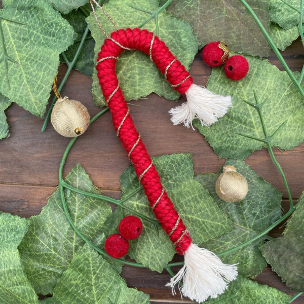 Macrame Candy Cane | Cotton Christmas Decor