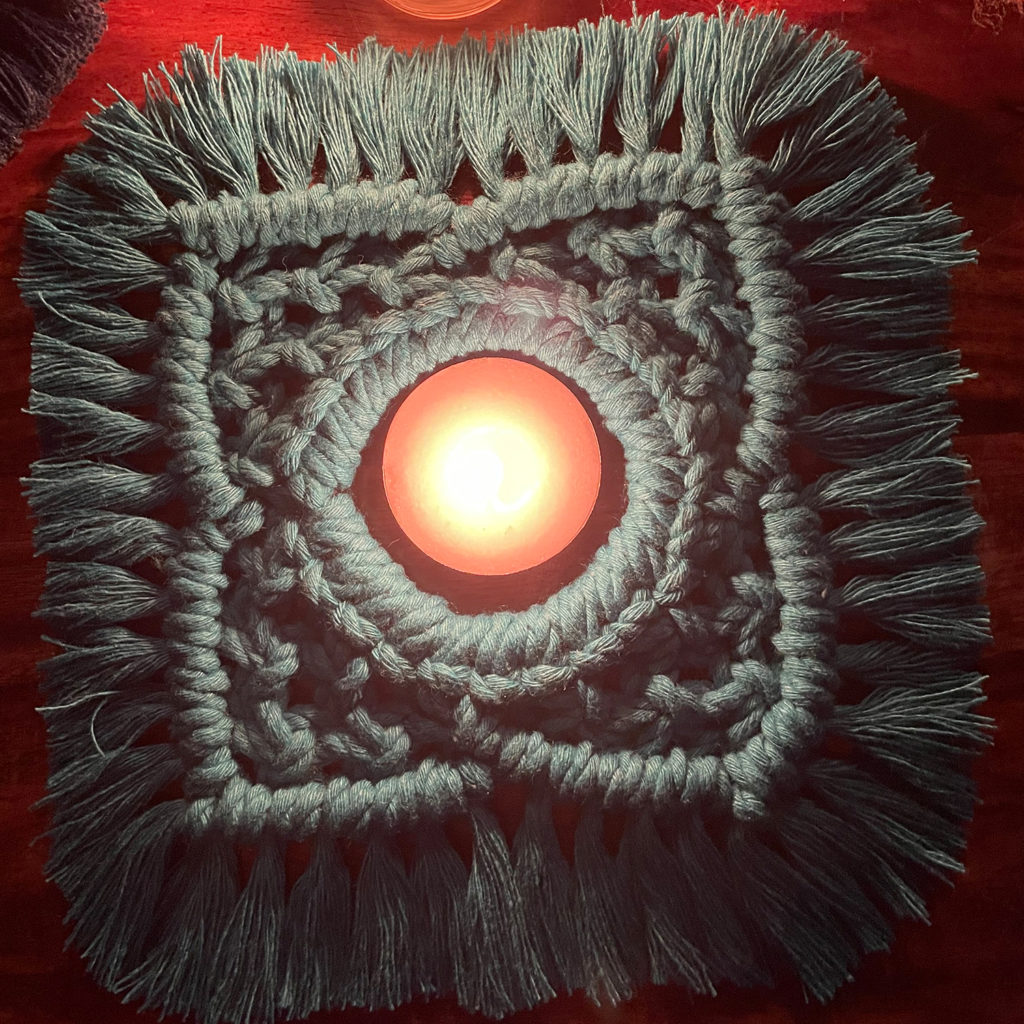 Green Candle Coaster | Macrame Candle Stand