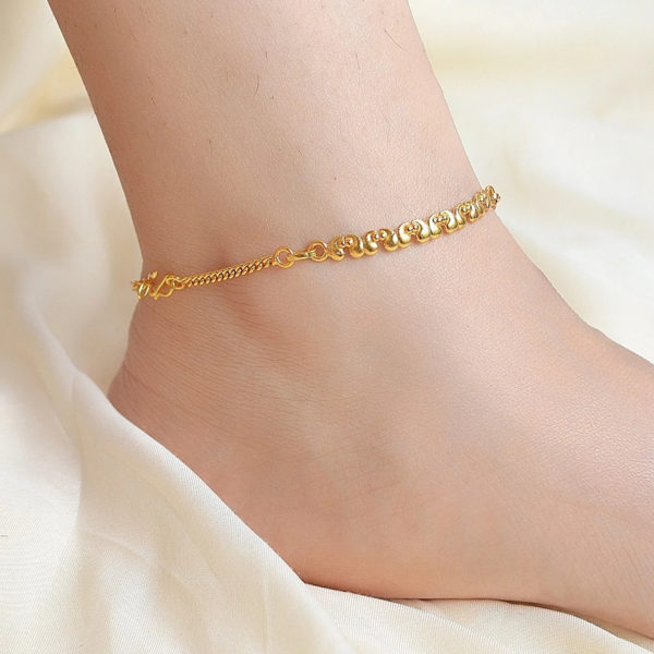 Silver Anklet (Gold Polish) | Designer Silver Anklet