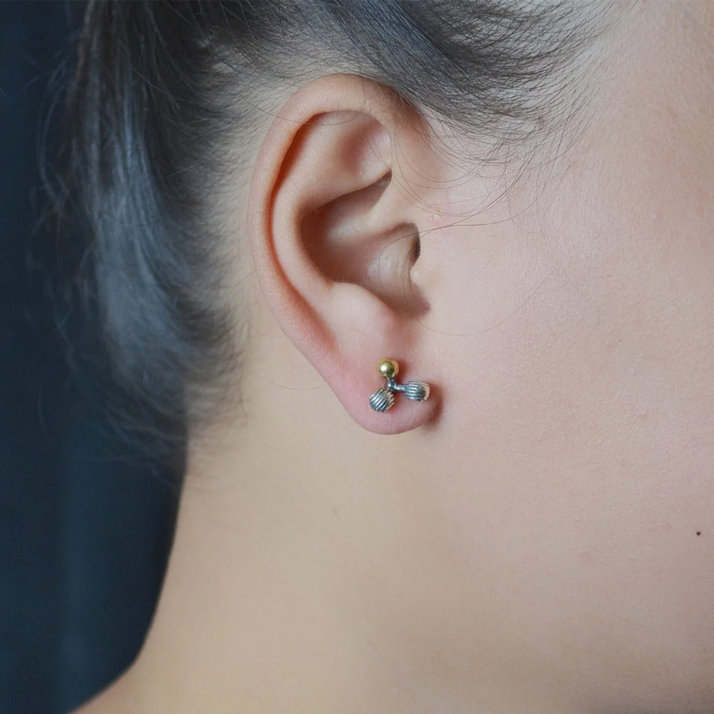 Atom shaped silver ear stud | Mini Ear stud Earring