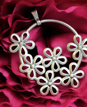 Silver Pendant With Floral Carving | Mini Flower SIlver Pendant