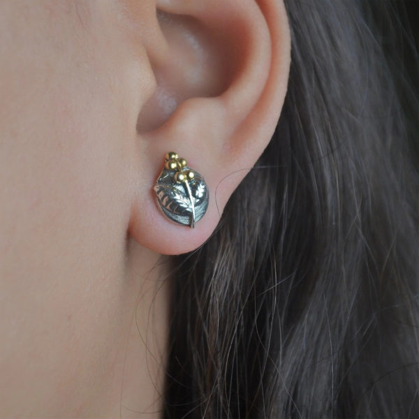 Leaf pattern Silver ear stud | Ear Stud