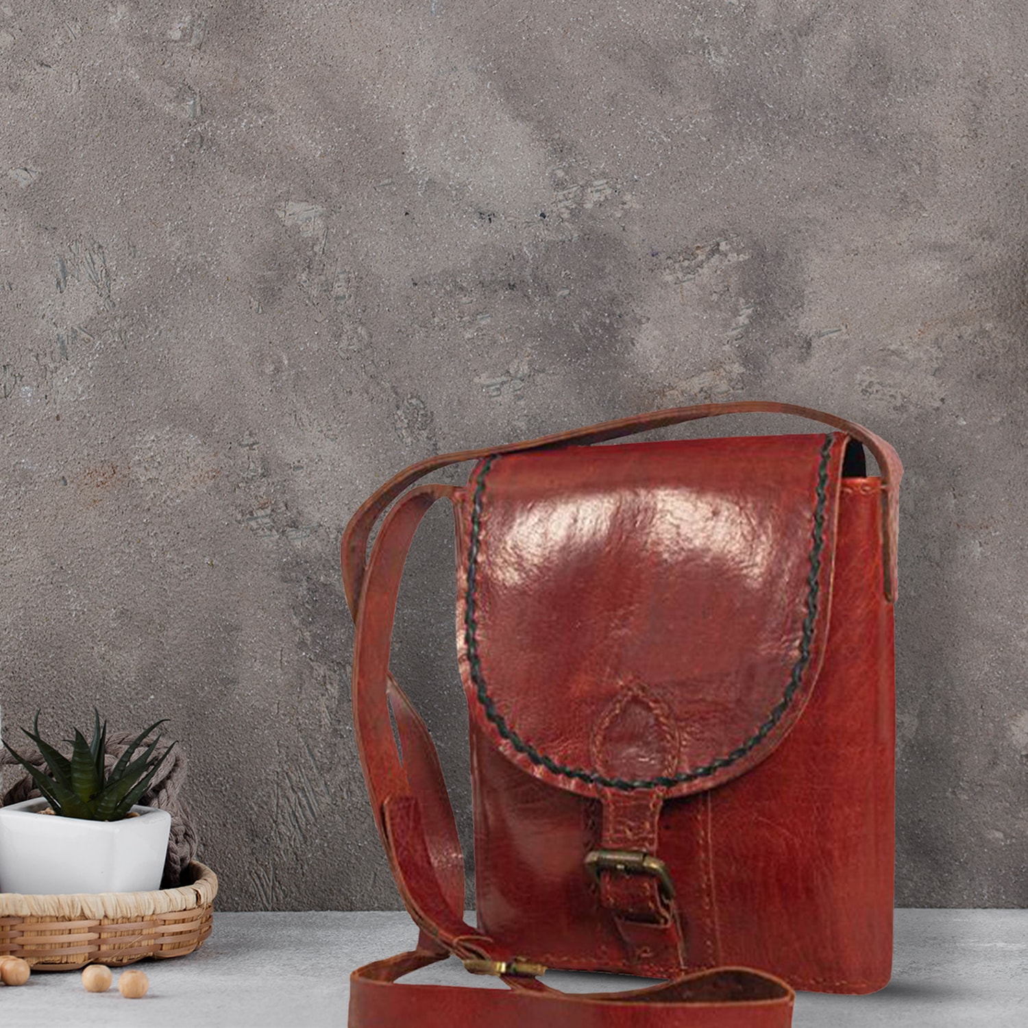 Brown Leather Bag, Man Bag, Unisex Bag, vintage Leather Bag, Leather C –  ISHAOR