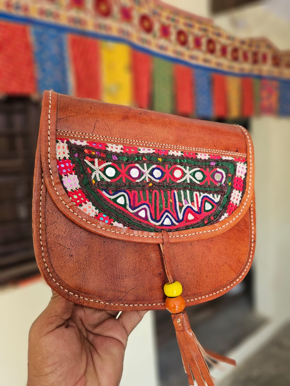 Buy SHUBHANGI COLLECTIONS Women's Leather Purse Handicraft Embroidered  Jaipuri Traditional Ethnic Rajasthani Bridal Purse (Multicolour/Brown) at  Amazon.in