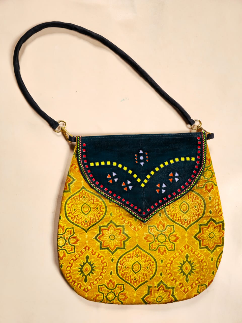 Blue Pakko Kutch Hand Embroidery Shoulder Bag